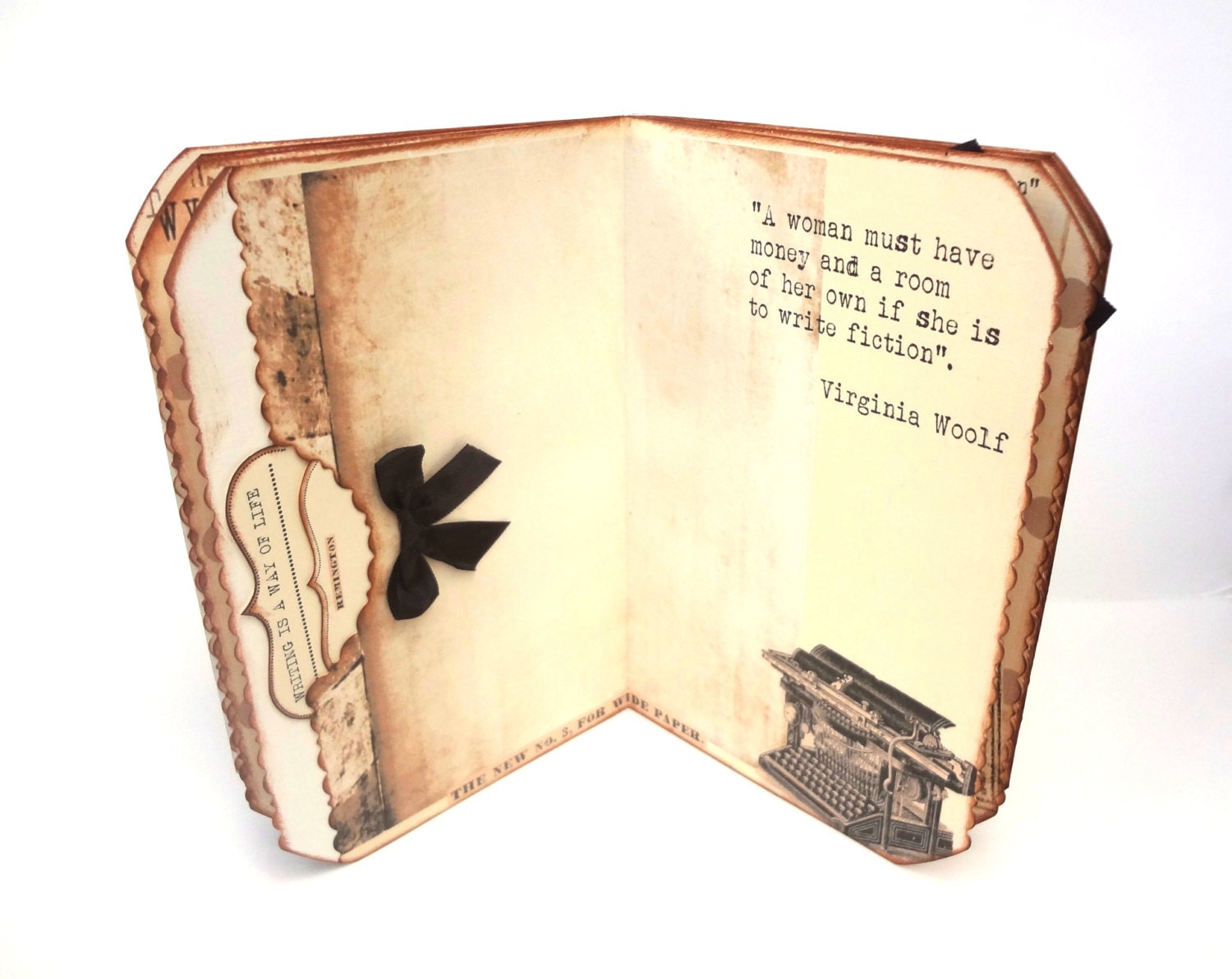 Vintage Typewriter Journal, Handmade Art Journal, Writer's Journal, Inspirational Quotes for Writers, Gift for Writers, Graduation Gift
