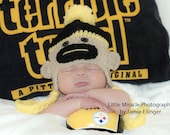 Sock Monkey Hat Black and Yellow - Made to Order