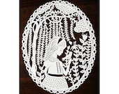 Original Papercut - Girl in the Willows - Handcut Paper Illustration - 8x10