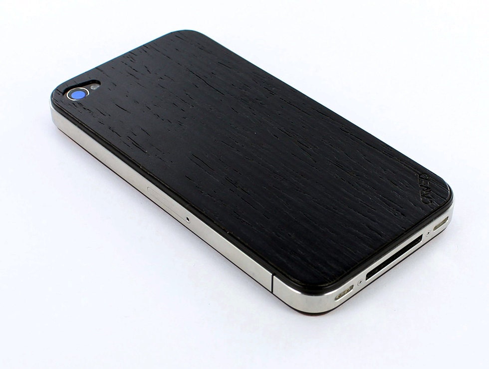 Reconstituted Ebony - Real Wood iPhone 4 Skin - Front & Back Cover, Made in the USA