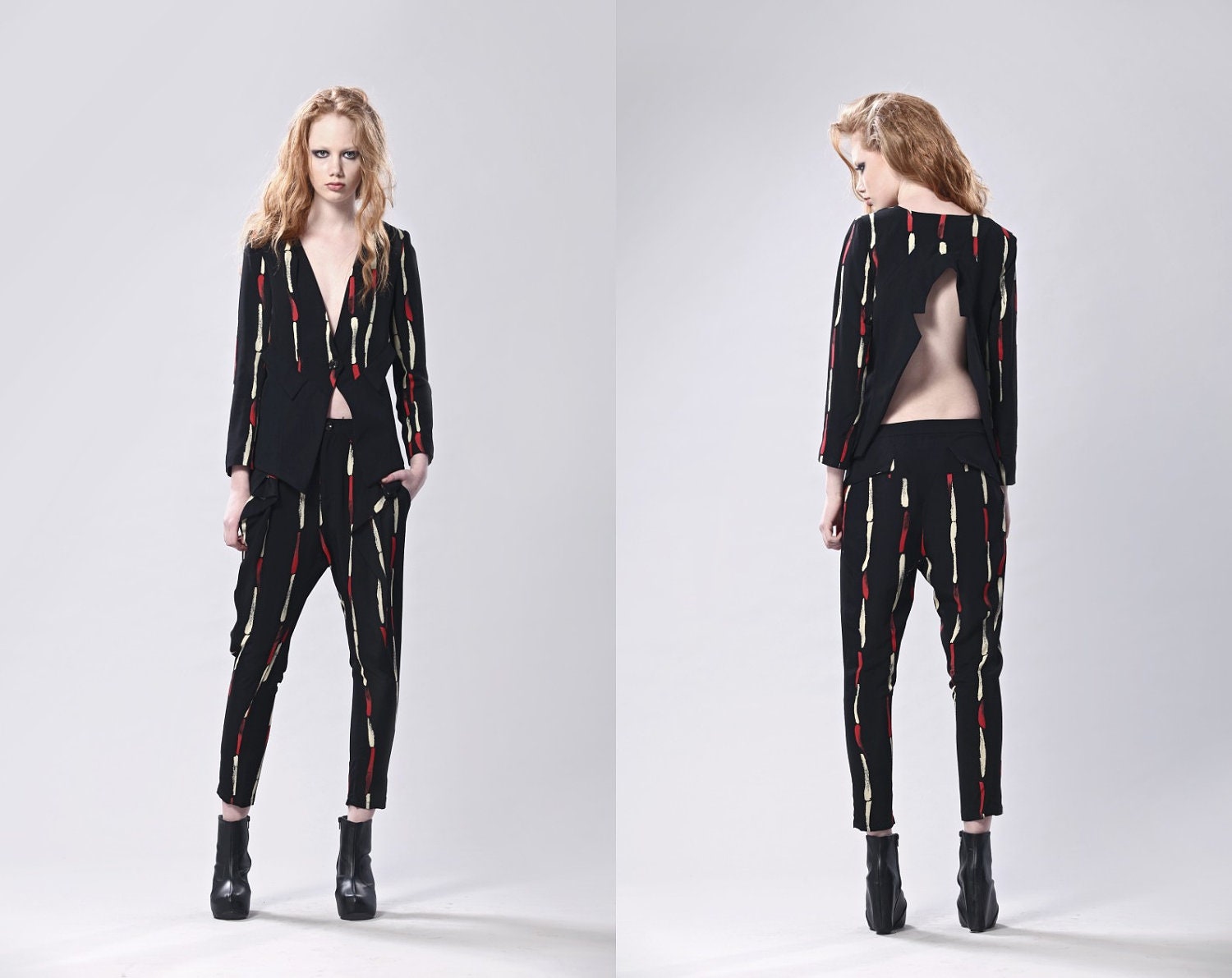 Print Pants With Ruffles