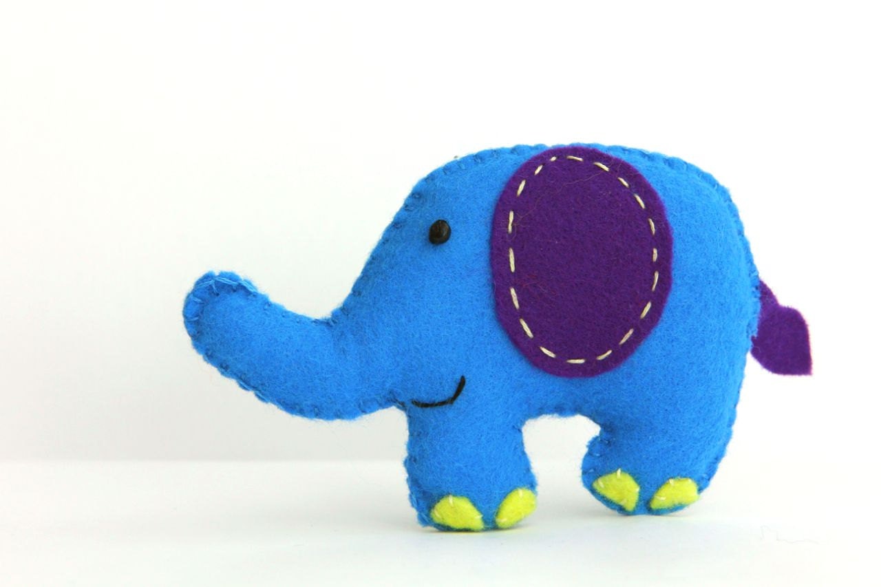 Felt Plushie Hand sewing Pattern PDF. Complete instructions to make Peanuts the Elephant. Instant download.