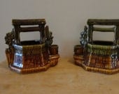 Sale Item Vintage Pair 1950s or 1960s Nelson McCoy Oh Wishing Well Grant Me A Wish Planters