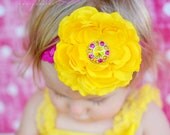 Flower Headbands... Baby Girls Headband... Yellow Flower Headband