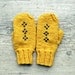 Mustard studded mittens gloves