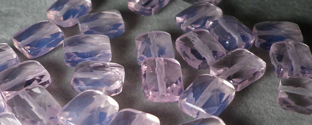 Light Rose Quartz Opalite Faceted Rectangle Composite Beads 10mm