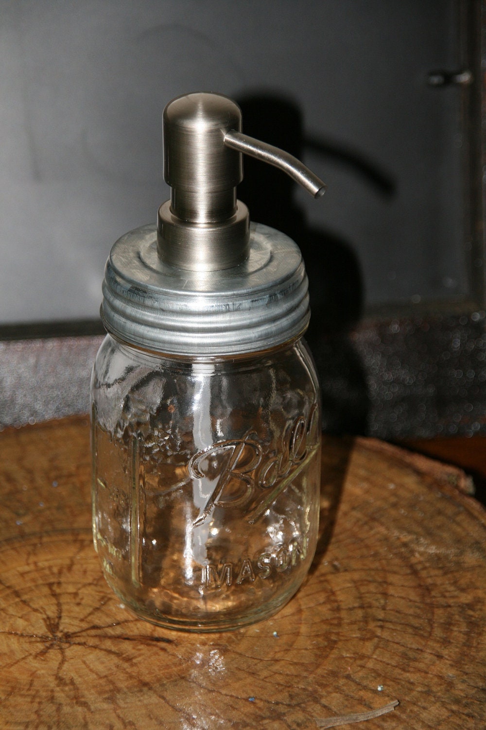 Clear Mason Jar Soap Dispenser with Metal Stainless Pump - Pint Jar Lotion Bottle - Ball Mason Canning Jar
