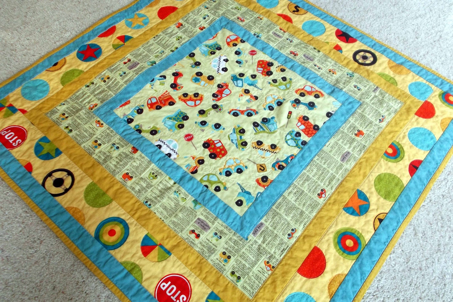 Quilt, Baby or Child's Blanket of Cars & Trucks