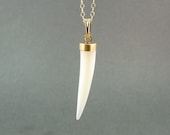 Mother of Pearl Horn Necklace Simple Beautiful Minamilist Charm Gold Fill chain