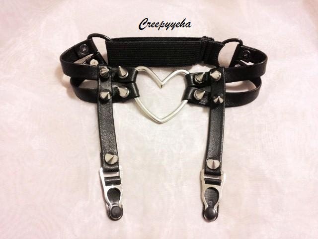 BLACK Double Strap Heart Garter