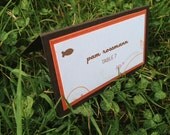 Place Card- Autumn Flourish - Fall Wedding Elegant Rustic Vintage Unique Natural Shabby Chic Chocolate Brown Orange Fuchsia