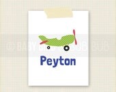 Airplane Art Print - Kids Room Art - Baby Children Nursery Custom Wall Print Poster