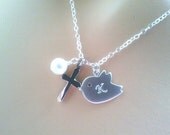 PERSONALIZED INITIAL Trio Silver charm, pendant,Necklace - Sterling Silver Chain - bridesmaid gifts,Wedding jewelry