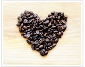 Coffee Bean Heart Photo, Kitchen Wall Art, Love Print, 8x10 Photograph, Coffee Lover, Romantic - RobinBarrettPhoto