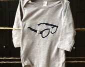 Geek or nerd glasses - Hand printed baby onesie design