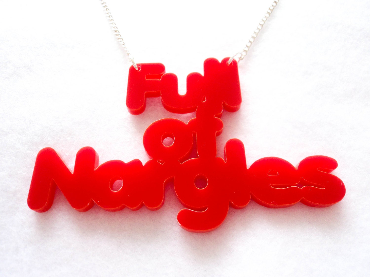 Full of Nargles red acrylic necklace geekery accessory