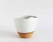 Pottery slub cup, unique organic edge ceramic cup, white tea bowl, Forest series - juliapaulpottery
