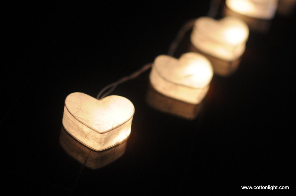 35 light with 4 meter string light of white color love heart mulberry paper handmade patio garland hanging wedding party home valentine