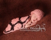 Pink Newborn Turtle Hat and Cape, Crochet Baby Girl Photo Prop