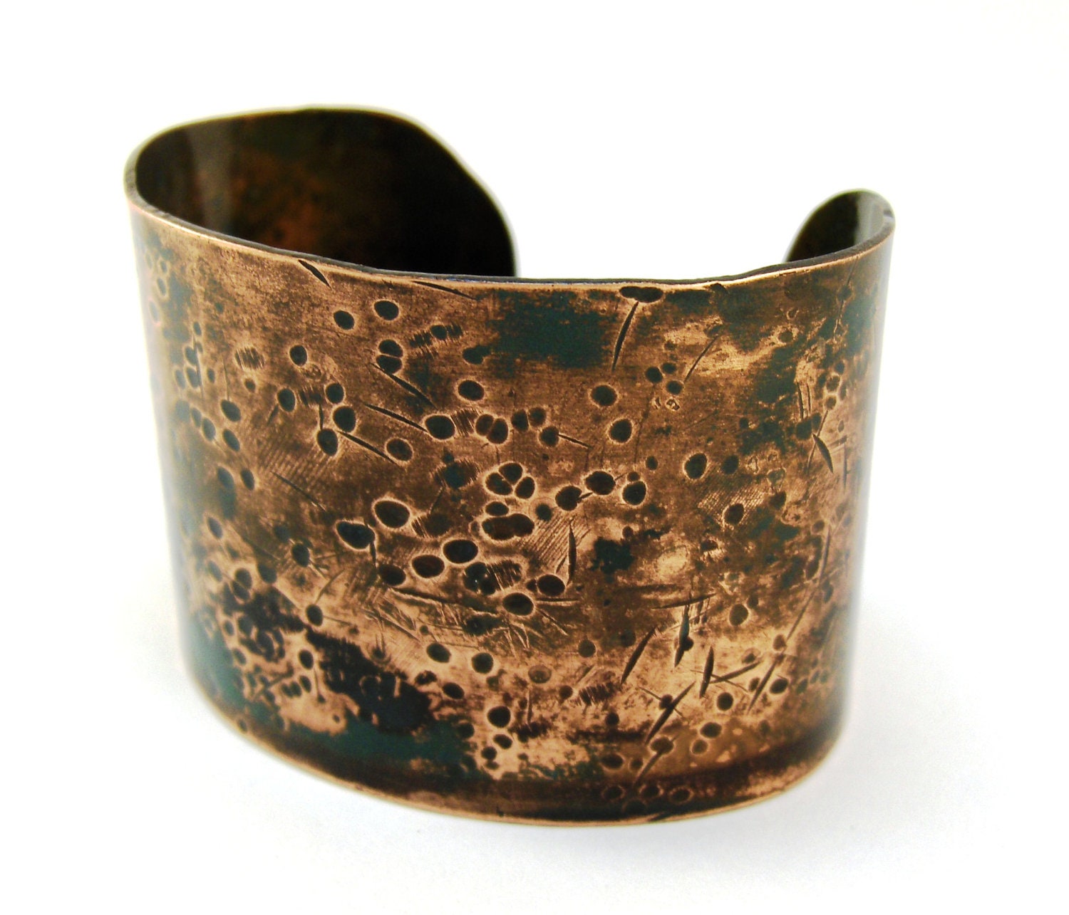 Dramatically Hammered - Copper Verdigris Cuff