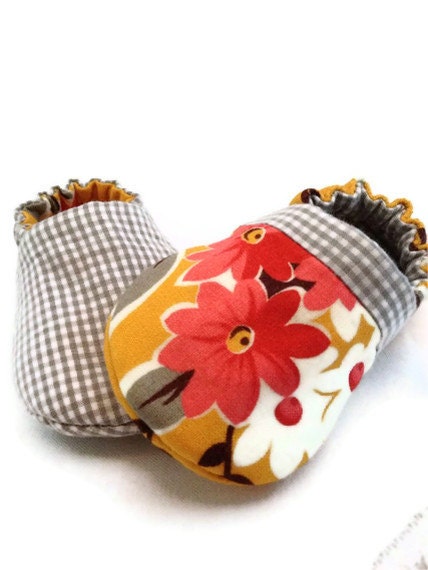SALE, Sunday Brunch, reversible baby Shoes, soft soles, made to order in sizes 0-18 months