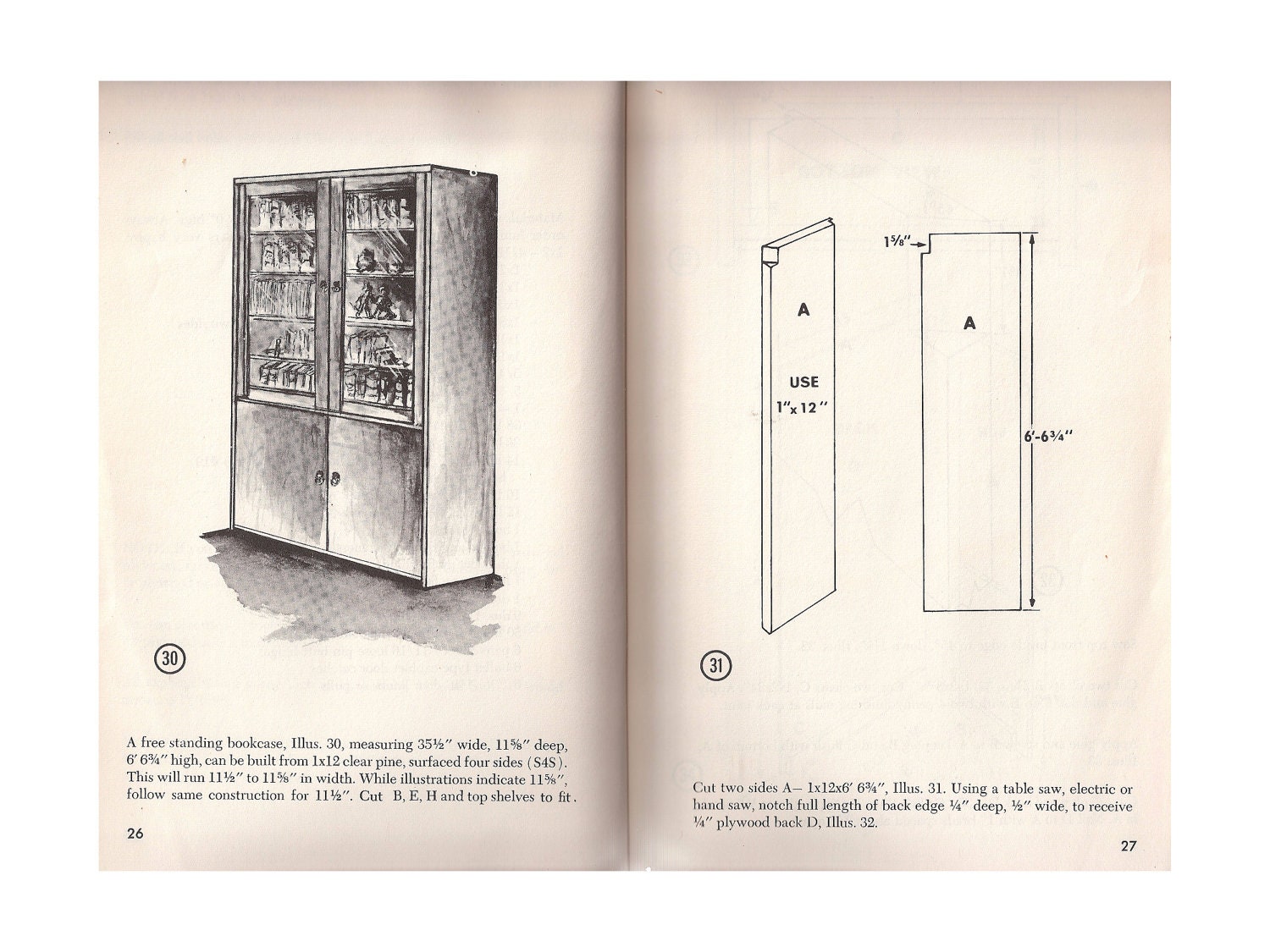 FREE SHIPPING - Built in Bookcases - Vintage Mid Century Instructional Home Decorating Book 1960's - Sale