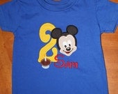 Mickey Mouse personalized applique birthday shirt