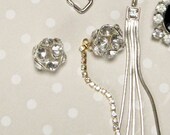 Mix of Vintage Retro Silver color and Gold Color Metal and Rhinestone Sparkling Earrings, Pendants and Brooch Mixed Media Fashion Project