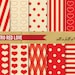 Digital Paper Pack RETRO RED LOVE Scrapbooking Printable Backgrounds 8.5 x 11 / A4 Instant Download