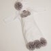 Newborn Infant Layette White Baby Gown with Grey Chiffon Flowers and Rhinestones