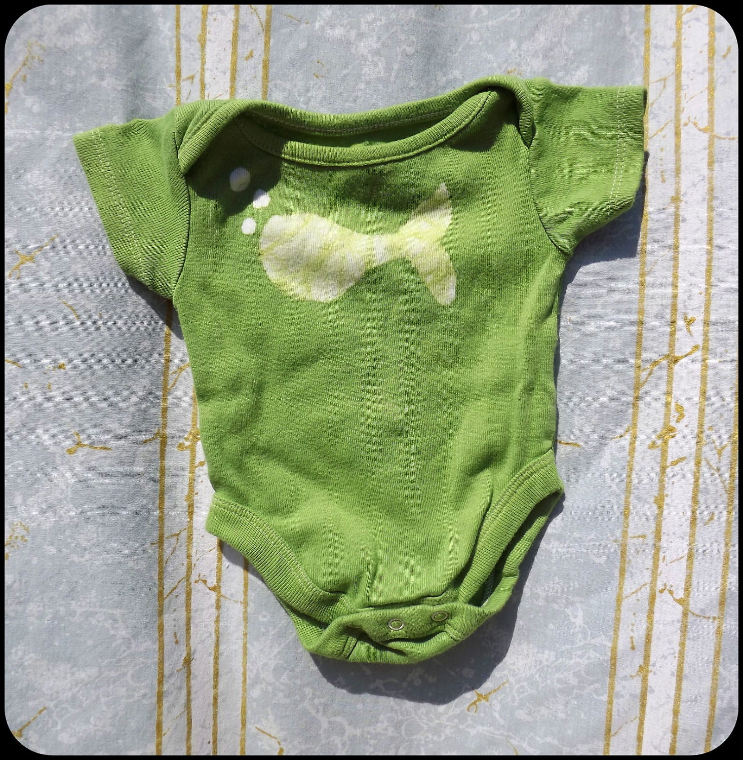 Batik Baby Onesie - Newborn - Fish Design - Green - Hand Dyed