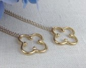 Set of Two Four Leaf Clover Bridesmaid Necklaces