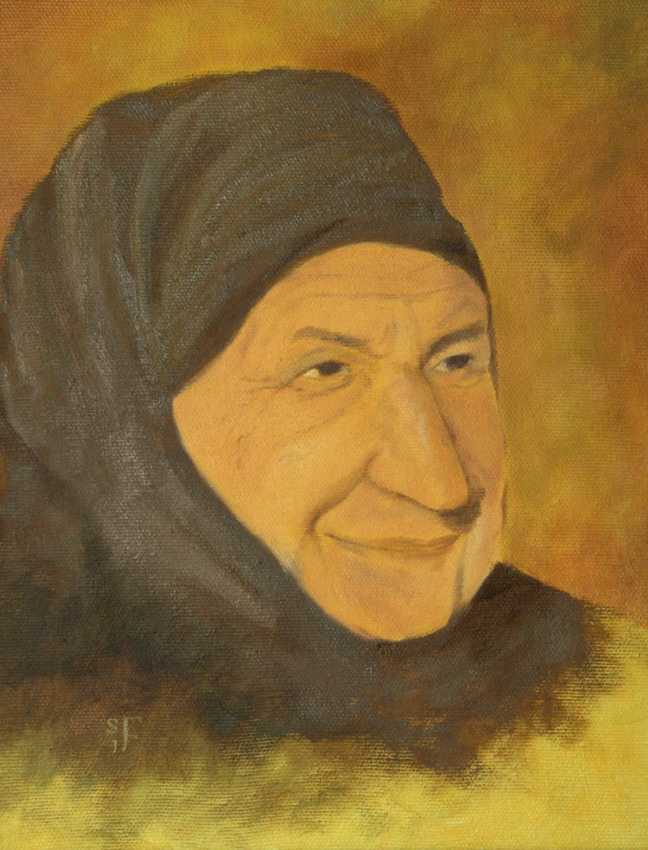 Original Oil Painting - 10 x 8 - Turkish Grandmother