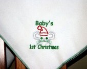 BABY BLANKET - Baby's 1st Christmas - Holiday - green trim