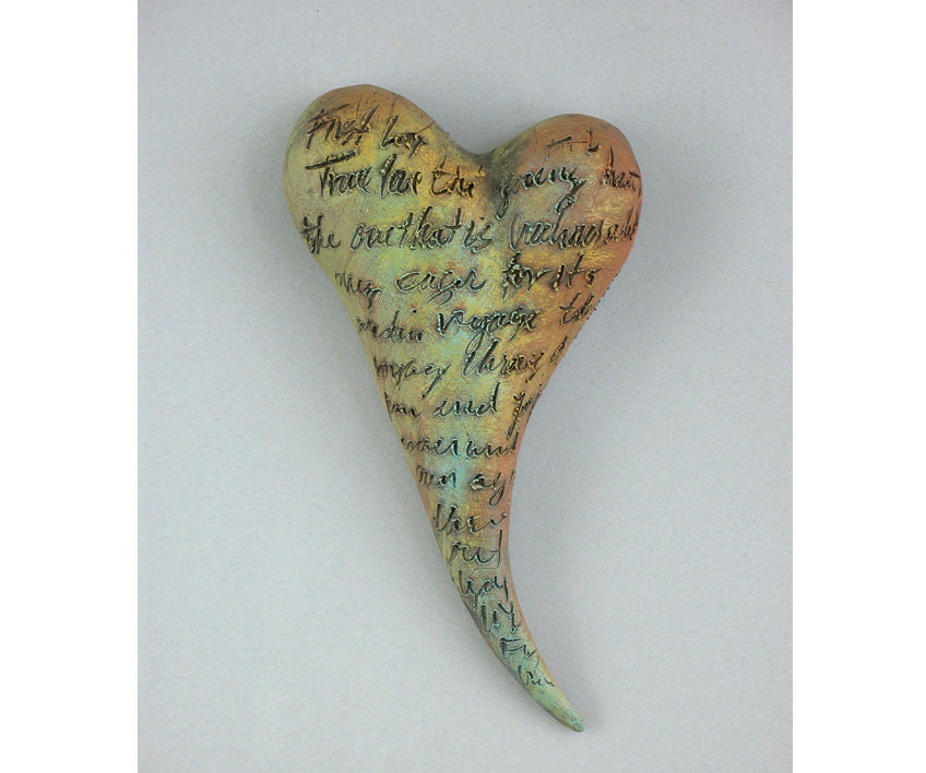 Heart, ceramic wall art, Jacquline Hurlbert, one of a kind, unique, title: "Love Letters"