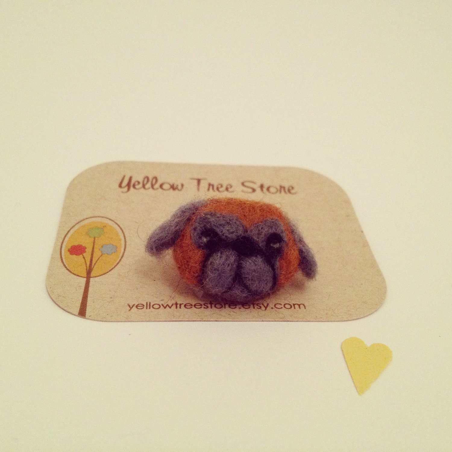 Needle Felted Pug Brooch