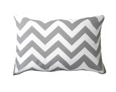 Grey Pillow Cover.Gray Pillow. Gray Zigzag Pillow-Gray Lumbar Chevron Covers-Gray and White Chevron Pillow-12 x 16 0r 12 x 17 or 12x18