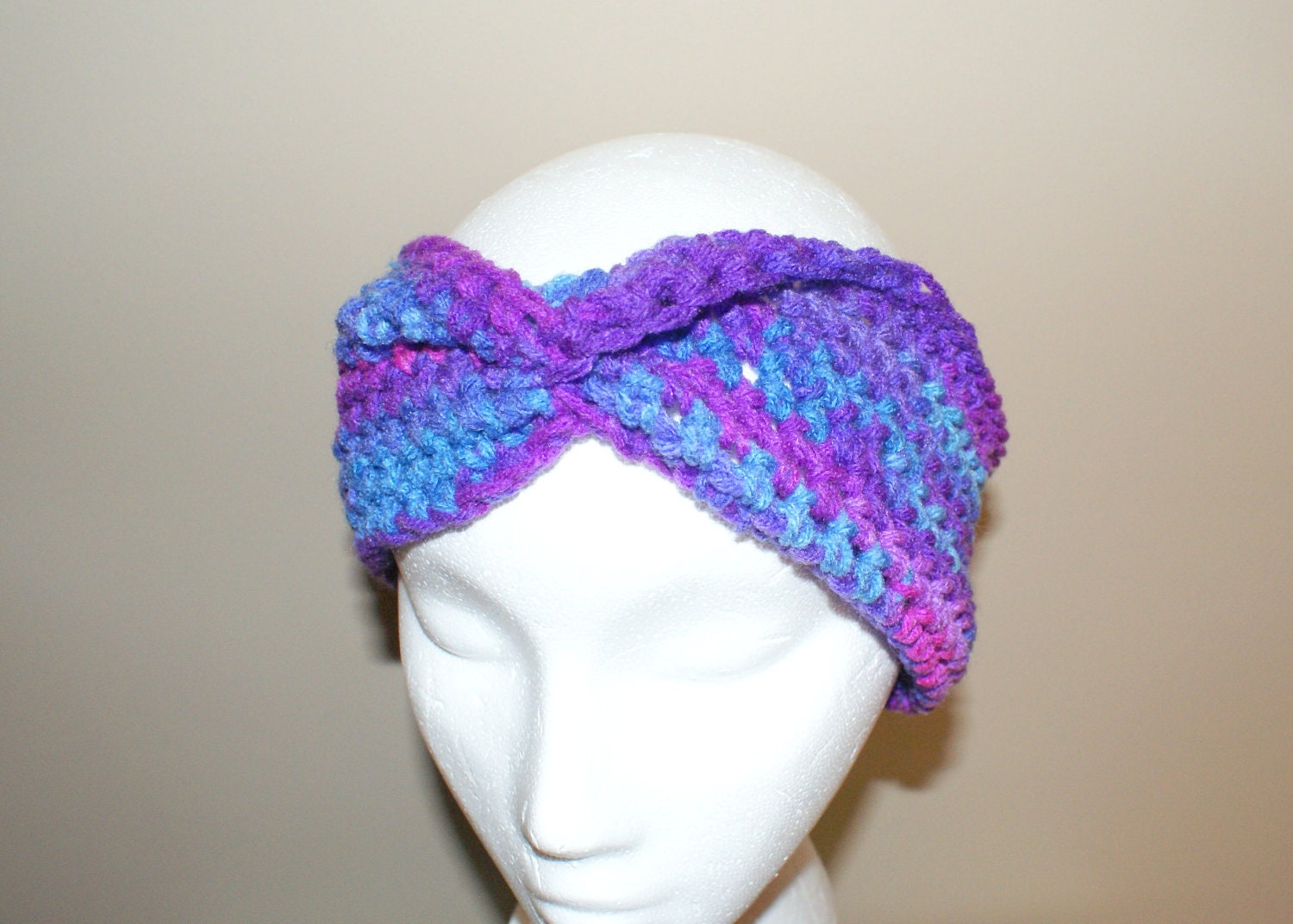 Knotted Headband, Turban Headband, Fashion Headband, Designer Ear Warmers, Purple Ear Warmers, Headbands for women, Crochet Headband