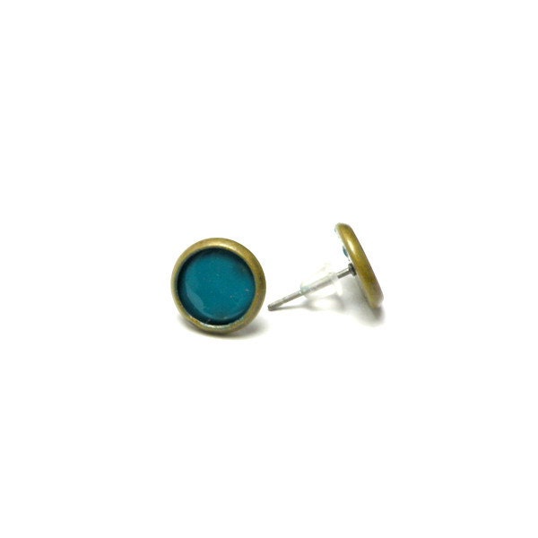Turquoise enamel studs, copper