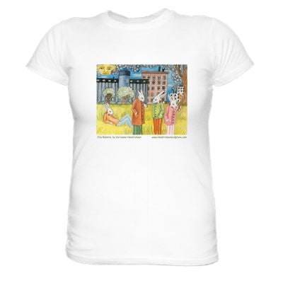 T-shirt Sale- 30% off City Rabbits t-shirt- Buffalo inspired rabbit drawing on white ring spun cotton t-shirt.