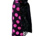 Girl's Dress Up Cape, Hot Pink Polka Dots on Black, Reversible, Super Hero