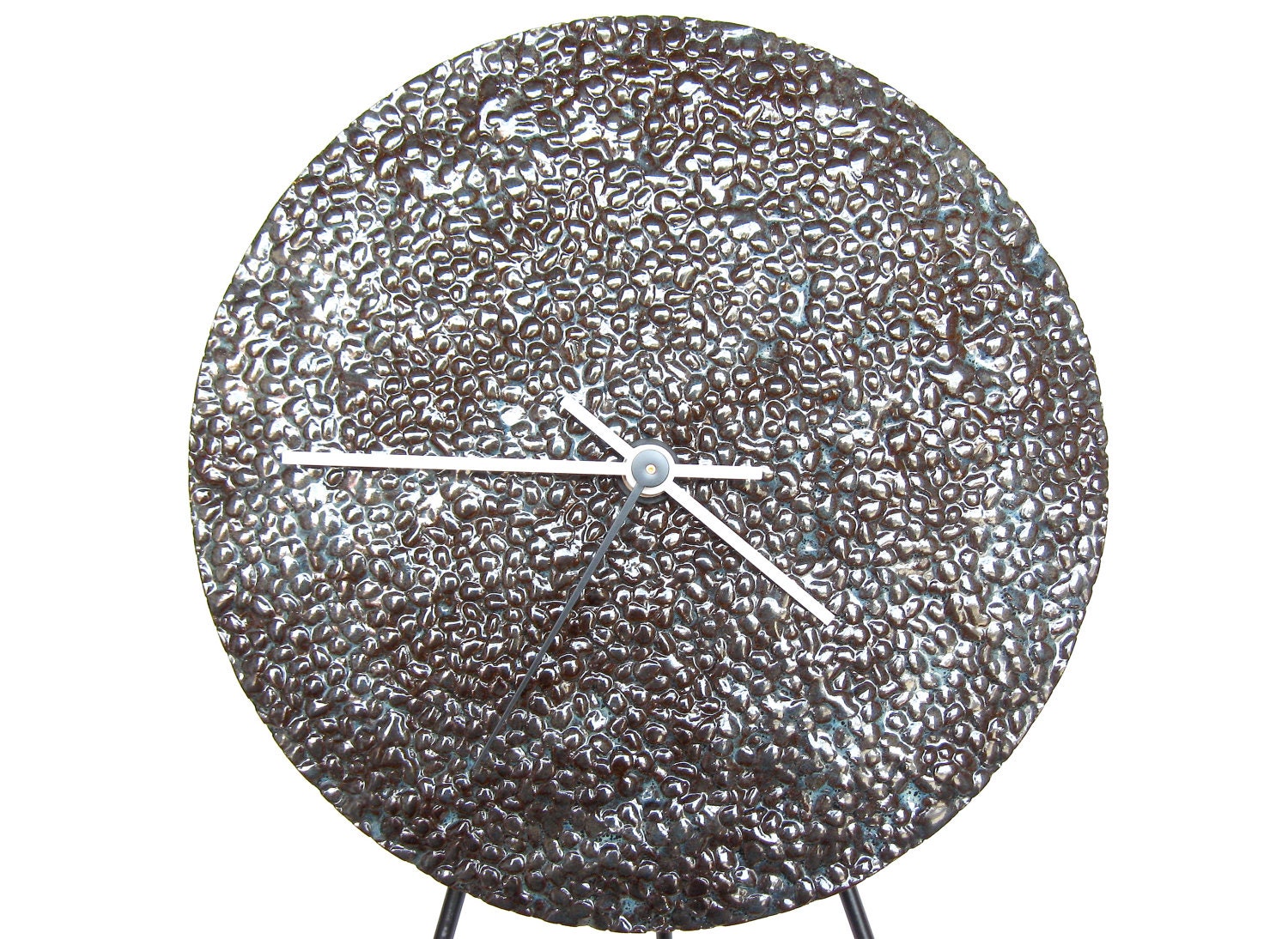 Abstract Wall Clock, modern ceramic minimalist industrial art clock housewares home decor in dark storm at dusk