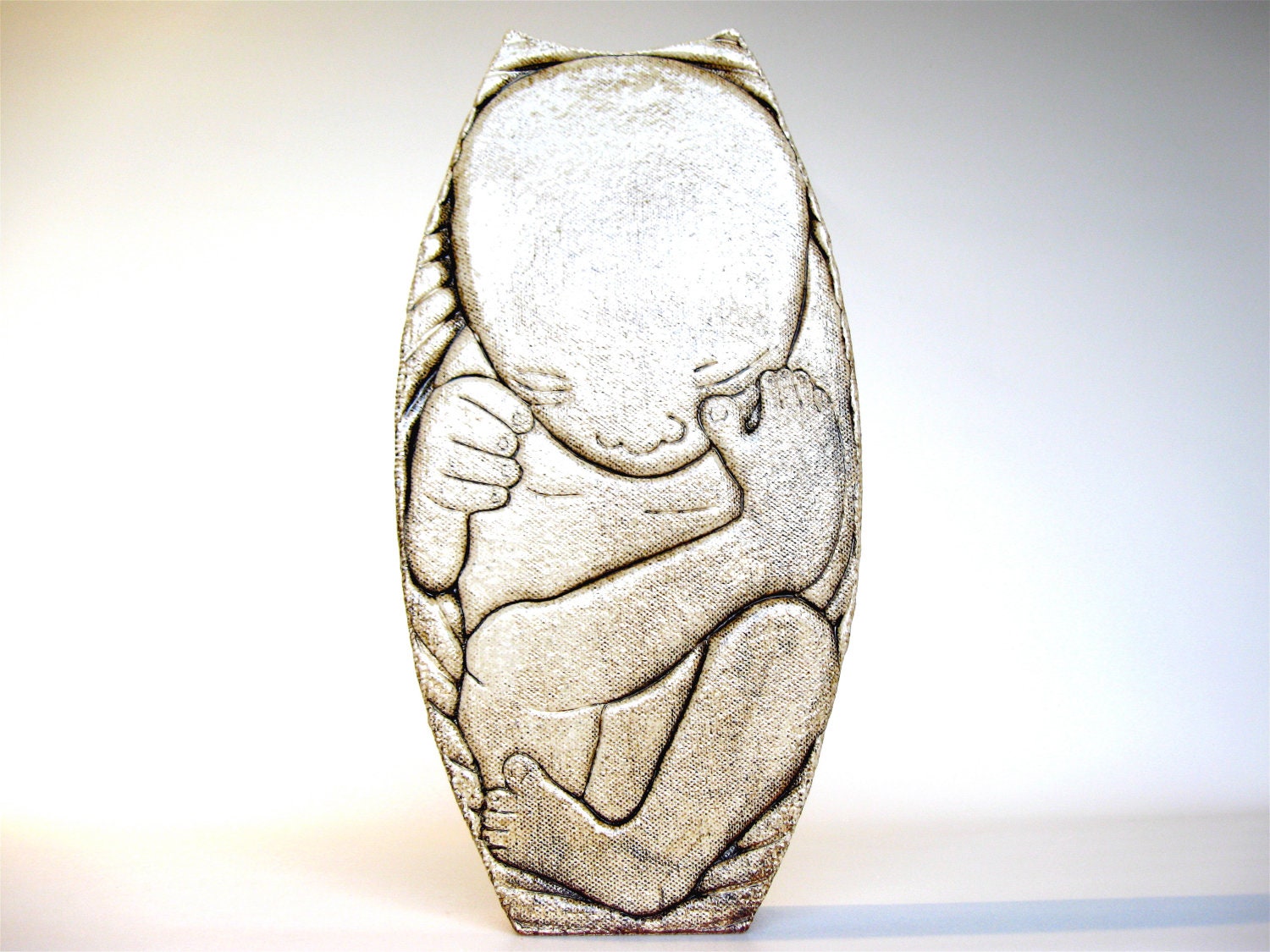 Country Baby Art Vase, handmade ceramic sculptural contemporary vase wheat grey infant shower new mom gift present home decor housewares