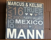 Wedding Announcement- distressed home decor, wall art, painted wood sign, typography, subway sign, home decor, rustic