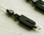 Modern Silver and Black Dangle Earrings