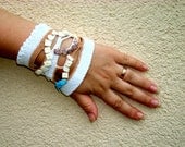 Crochet Cuff BRACELET FREEFORM // OOAK Lace Wrist Cuff  Wedding Jewelry