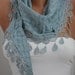 Soft Blue Shawl Scarf - Headband - Cowl with Lace Edge Spring Trends