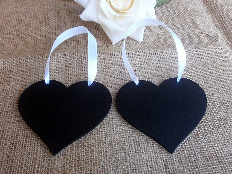 Wedding Chalkboard Hearts - SET of 2 for Mr and Mrs Chair Signs, Reserved Seating Sign