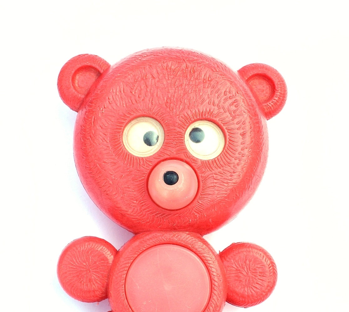 Vintage plastic toy bear red bear vintage toy bear - wolfonline