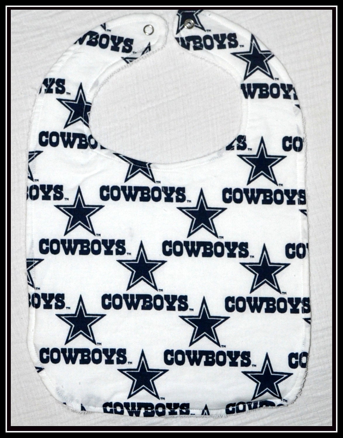 Dallas Cowboys Football Cotton Bib with White Terry Cloth - Geek-a-bye Baby -- Sports Geek - Handmade, NFL